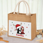Custom Name Christmas Gifts for Girls - Personalized Jute Tote Bag