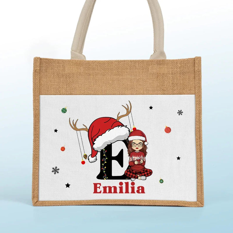 All I Want For Christmas Is To Be With My Family - Family Personalized Custom Tote Gift Bags, Jute Tote Bags, Beach Bags - Christmas Gift For Family Members
