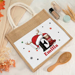 Custom Name Christmas Gifts for Girls - Personalized Jute Tote Bag