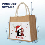 Custom Name Christmas Gifts for Girls - Personalized Jute Tote Bag