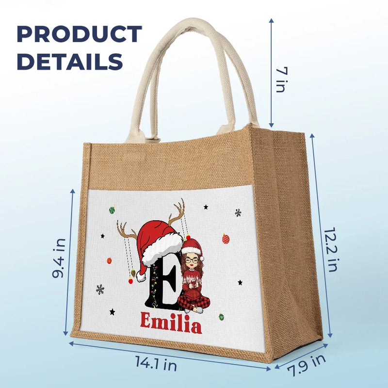 All I Want For Christmas Is To Be With My Family - Family Personalized Custom Tote Gift Bags, Jute Tote Bags, Beach Bags - Christmas Gift For Family Members