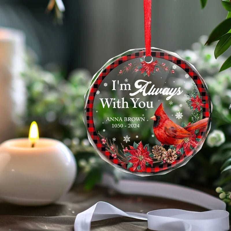 Never Forget That I Miss You - Memorial Personalized Custom Circle Glass Ornament - Sympathy Gift, Christmas Gift For Family Members