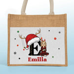 Custom Name Christmas Gifts for Girls - Personalized Jute Tote Bag