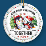 We Are Together From Now - Couple Personalized Custom 3D Inflated Effect Printed Ornament - Ceramic Round Shaped - Christmas Gift For Husband Wife, Anniversary, First Christmas