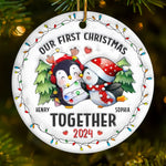 We Are Together From Now - Couple Personalized Custom 3D Inflated Effect Printed Ornament - Ceramic Round Shaped - Christmas Gift For Husband Wife, Anniversary, First Christmas