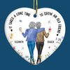 I Wanna Spend Time To Grow Old With You - Bestie Personalized Custom Ornament - Ceramic Heart Shaped - Christmas Gift For Best Friends, BFF, Sisters