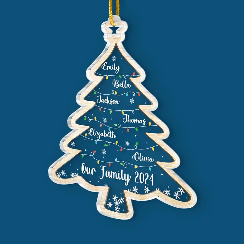 Our Christmas Tree Shines With The Love Of Family - Family Personalized Custom Ornament - Acrylic Custom Shaped - Christmas Gift For Family Members