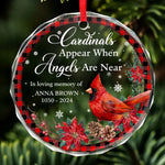 Custom Cardinal Memorial Christmas Gifts - Personalized Glass Ornament