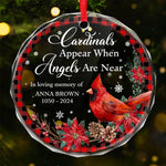 Custom Cardinal Memorial Christmas Gifts - Personalized Glass Ornament