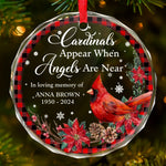 Custom Cardinal Memorial Christmas Gifts - Personalized Glass Ornament