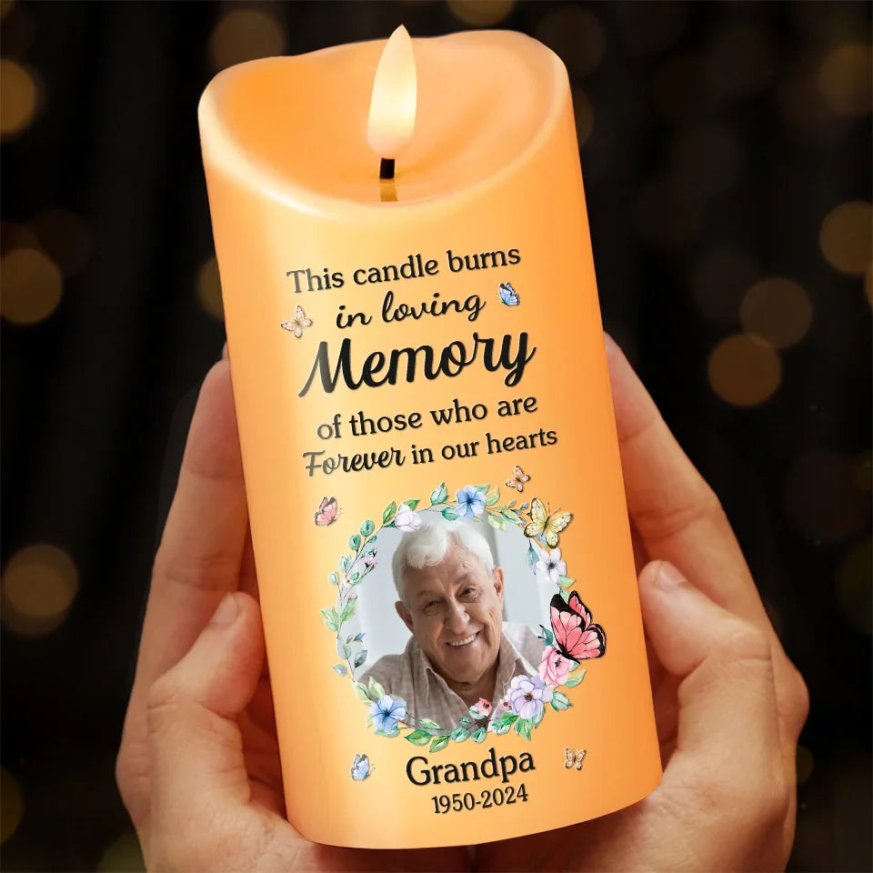 Custom Photo This Candle Burns In Loving Memory - Memorial Personalized Custom LED Candle - Christmas Gift, Sympathy Gift For Family Members - Australia