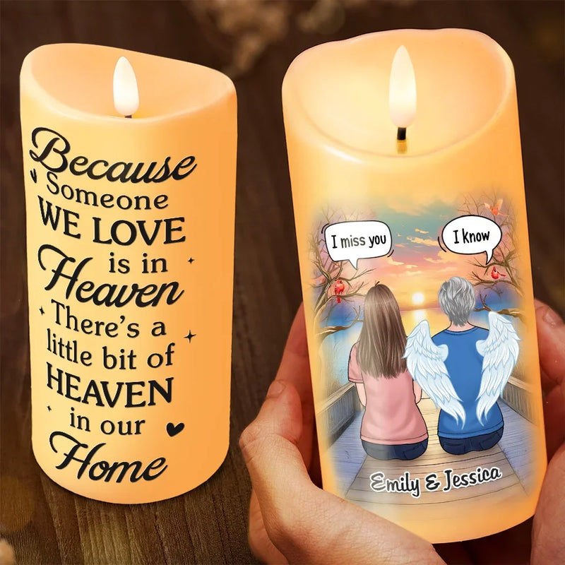 Remembered With A Smile - Memorial Personalized Custom LED Candle - Sympathy Gift, Christmas Gift For Family Members