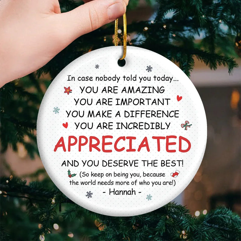 Friends At Work Make Long Days So Much Brighter - Coworker Personalized Custom Ornament - Ceramic Round Shaped - Christmas Gift For Coworkers, Work Friends, Colleagues