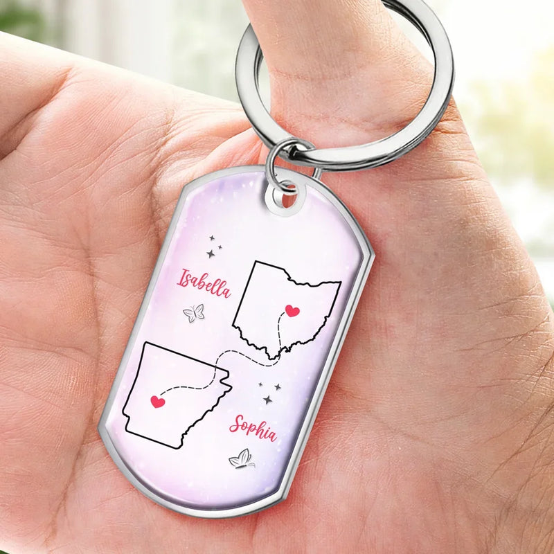 True Friends Keep Each Other In Heart - Bestie Personalized Custom Keychain - Gift For Best Friends, BFF, Sisters