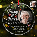 Custom Photo Memorial Cardinal Christmas Decor - Personalized Glass Ornament
