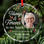 Custom Photo Memorial Cardinal Christmas Decor - Personalized Glass Ornament
