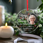 Custom Photo Memorial Cardinal Christmas Decor - Personalized Glass Ornament