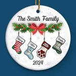 Custom Name Christmas Stocking Family Gifts - Personalized Ceramic Ornament