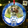 Custom Photo Pets Leave Pawprints On Our Hearts - Memorial Personalized Custom Circle Glass Ornament - Sympathy Gift, Christmas Gift For Pet Owners, Pet Lovers