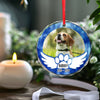 Custom Photo Pets Leave Pawprints On Our Hearts - Memorial Personalized Custom Circle Glass Ornament - Sympathy Gift, Christmas Gift For Pet Owners, Pet Lovers