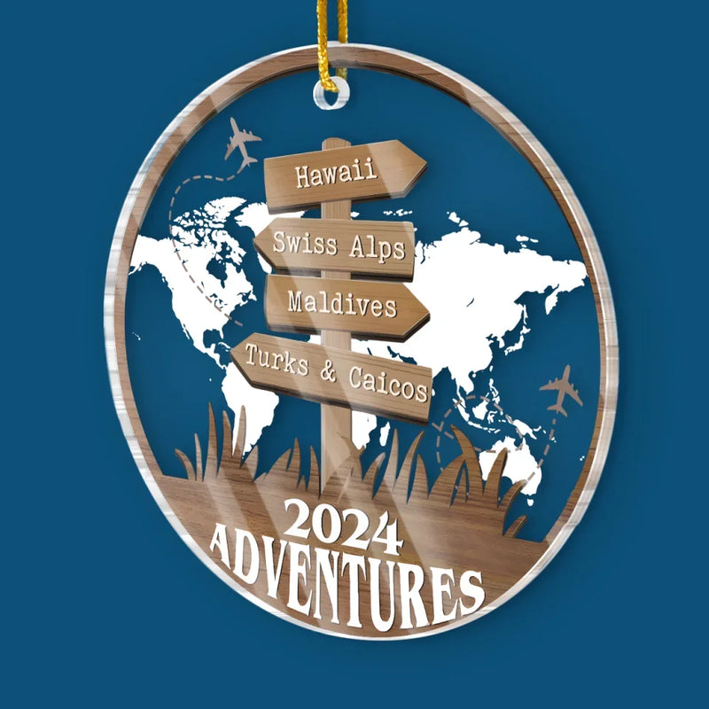 Travel Far And Make Memories That Last - Travel Personalized Custom Ornament - Acrylic Custom Shaped - Christmas Gift For Family Members, Gift For Adventure Travel Lovers
