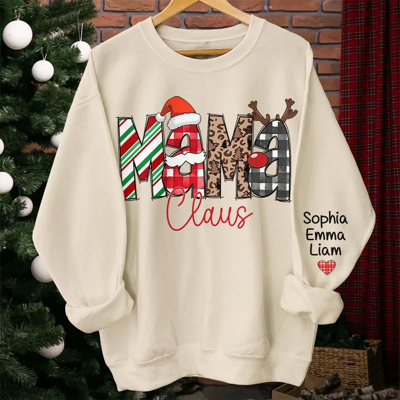 Grandma’s Love Shines Brightest At Christmas		- Family Personalized Custom Unisex Sweatshirt With Design On Sleeve - Christmas Gift For Mom, Grandma