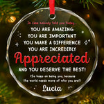You Deserve The Best - Affirmation Personalized Custom Circle Glass Ornament - Christmas Gift For Yourself