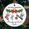 Our First Christmas As A Family Is A Beautiful Beginning - Family Personalized Custom 3D Inflated Effect Printed Ornament - Ceramic Round Shaped - Christmas Gift For Family Members