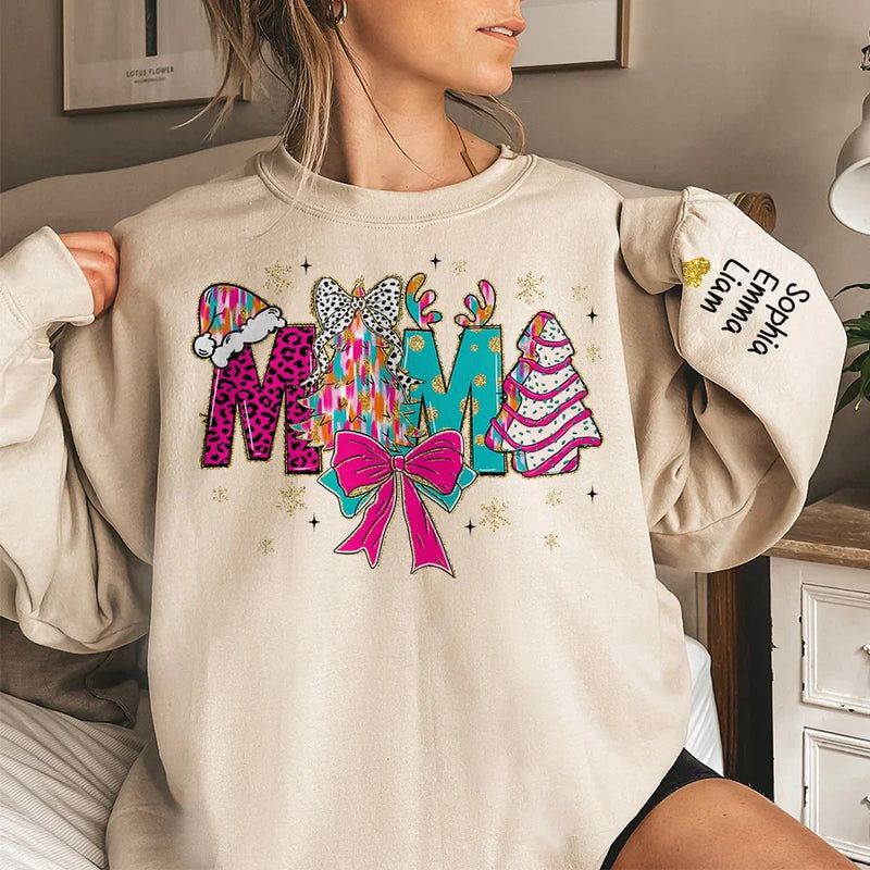 Nothing Shines Brighter Than A Grandmother’s Love - Family Personalized Custom Unisex Sweatshirt With Design On Sleeve - Christmas Gift For Mom, Grandma