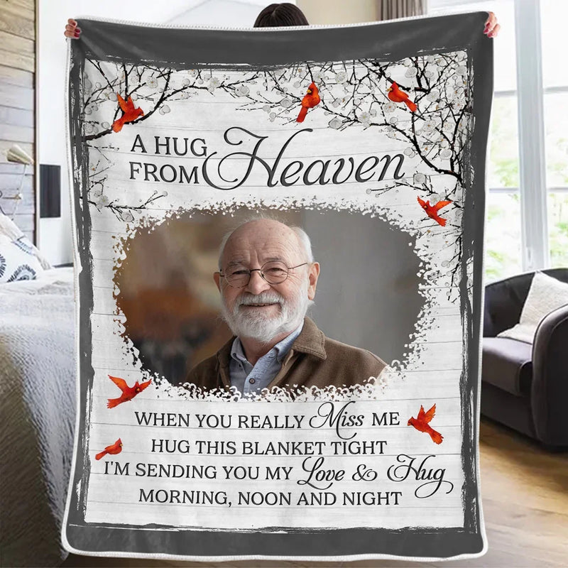 Custom Photo I'll Be Watching Over You From Heaven - Memorial Personalized Custom Blanket - Sympathy Gift, Christmas Gift For Family Members
