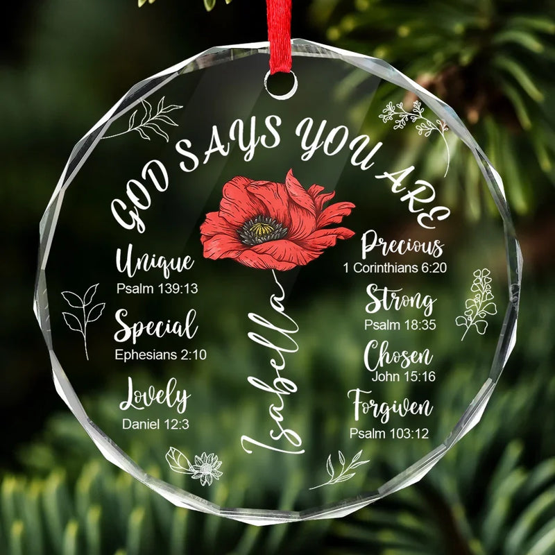 You Are Beautiful Like A Flower - Affirmation Personalized Custom Circle Glass Ornament - Christmas Gift For Yourself