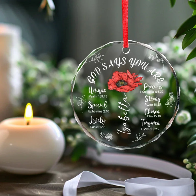 You Are Beautiful Like A Flower - Affirmation Personalized Custom Circle Glass Ornament - Christmas Gift For Yourself