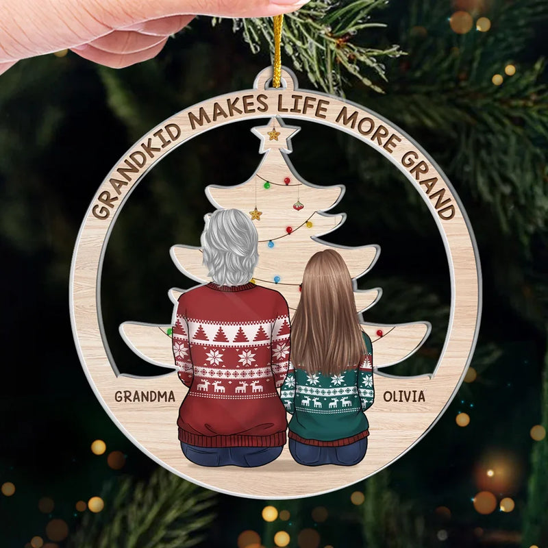 Grandma Always Has Time To Talk And Makes You Feel Special - Family Personalized Custom Ornament - Acrylic Custom Shaped - Christmas Gift For Grandma, Grandkid