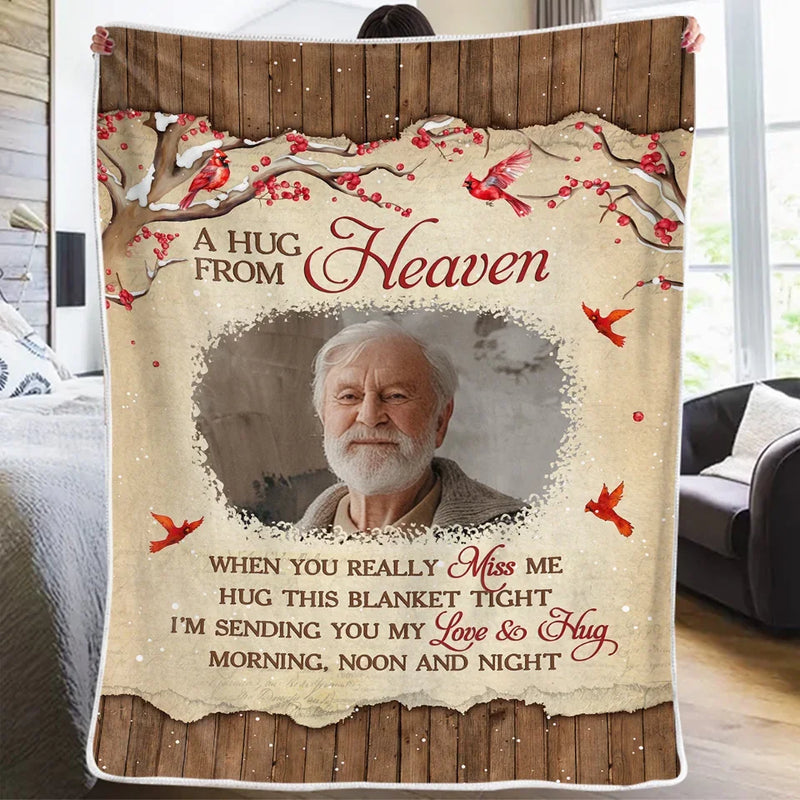 Custom Photo In Heaven’s Embrace, Forever At Peace - Memorial Personalized Custom Blanket - Sympathy Gift, Christmas Gift For Family Members