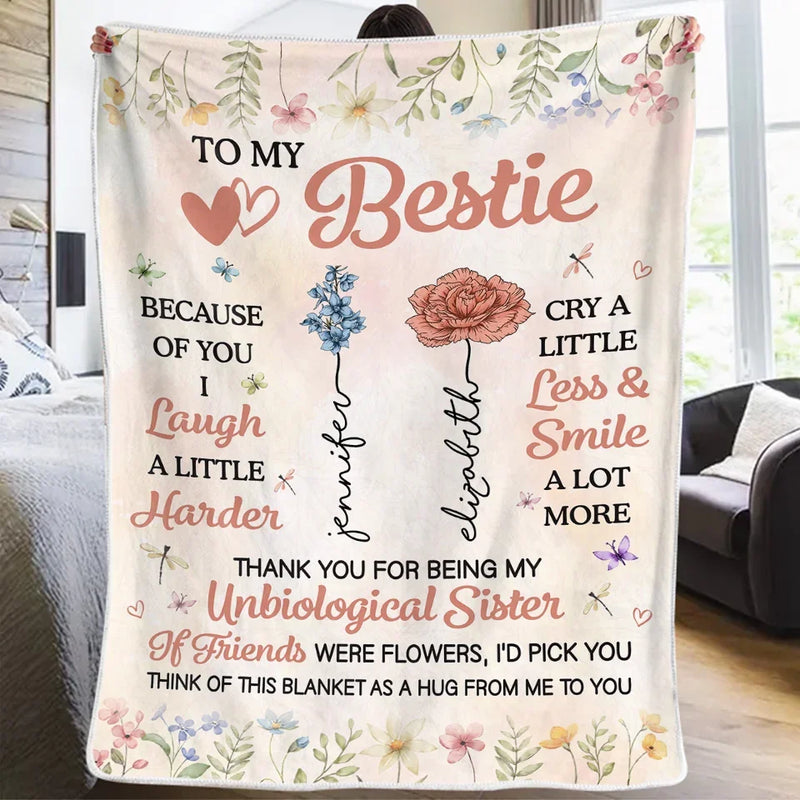 Bestie By My Side - Bestie Personalized Custom Blanket - Gift For Best Friends, BFF, Sisters