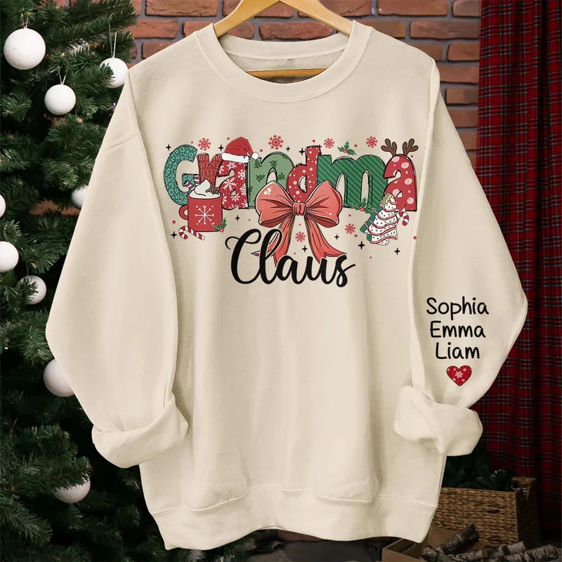 Christmas Is More Joyful When It’s Filled With Grandma’s Love - Family Personalized Custom Unisex Sweatshirt With Design On Sleeve - Christmas Gift For Mom, Grandma