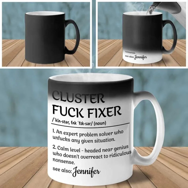 Professional Problem-Solving Ninja - Personalized Custom Color Changing Mug - Christmas Gift For Coworkers, Work Friends, Colleagues
