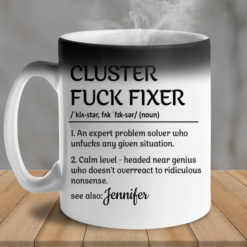 Professional Problem-Solving Ninja - Personalized Custom Color Changing Mug - Christmas Gift For Coworkers, Work Friends, Colleagues
