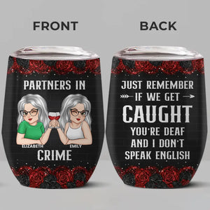 Partenaires dans le crime - Verre à vin personnalisé Bestie - Cadeau de Noël pour meilleures amies, meilleures amies, sœurs