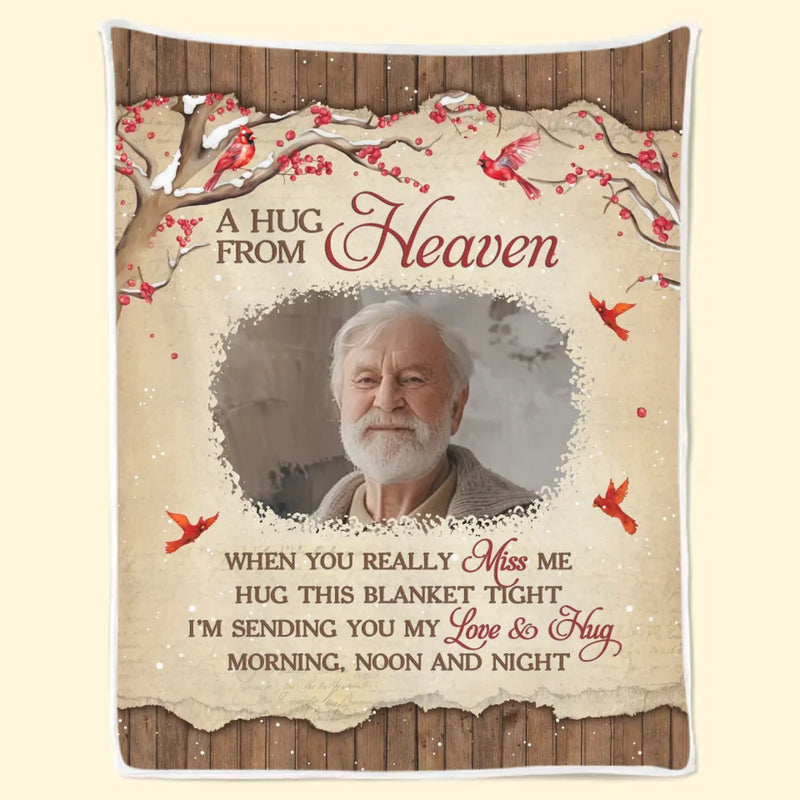 Custom Photo In Heaven’s Embrace, Forever At Peace - Memorial Personalized Custom Blanket - Sympathy Gift, Christmas Gift For Family Members