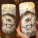 The Nativity Scene Is A Story Of Hope, Love, And Redemption - Family Personalized Custom LED Candle - Christmas Gift For Family