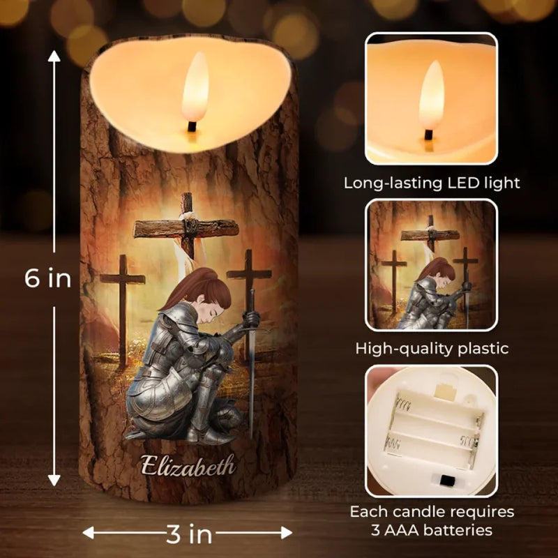 As A Warrior Of God And The Son Of The King, I Carry His Strength Within Me - Family Personalized Custom LED Candle - Christmas Gift For Yourself, Best Friends, Sisters, Family Members