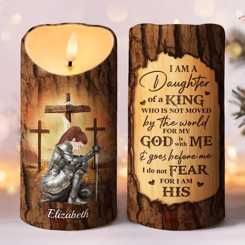 As A Warrior Of God And The Son Of The King, I Carry His Strength Within Me - Family Personalized Custom LED Candle - Christmas Gift For Yourself, Best Friends, Sisters, Family Members