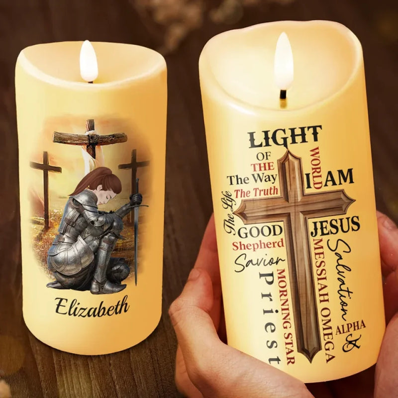 I Am The Son Of The King And A Warrior Of God, Walking In His Light - Family Personalized Custom LED Candle - Christmas Gift For Yourself, Best Friends, Sisters, Family Members