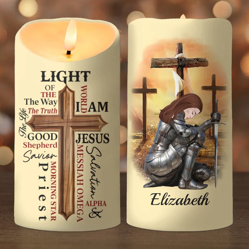 I Am The Son Of The King And A Warrior Of God, Walking In His Light - Family Personalized Custom LED Candle - Christmas Gift For Yourself, Best Friends, Sisters, Family Members