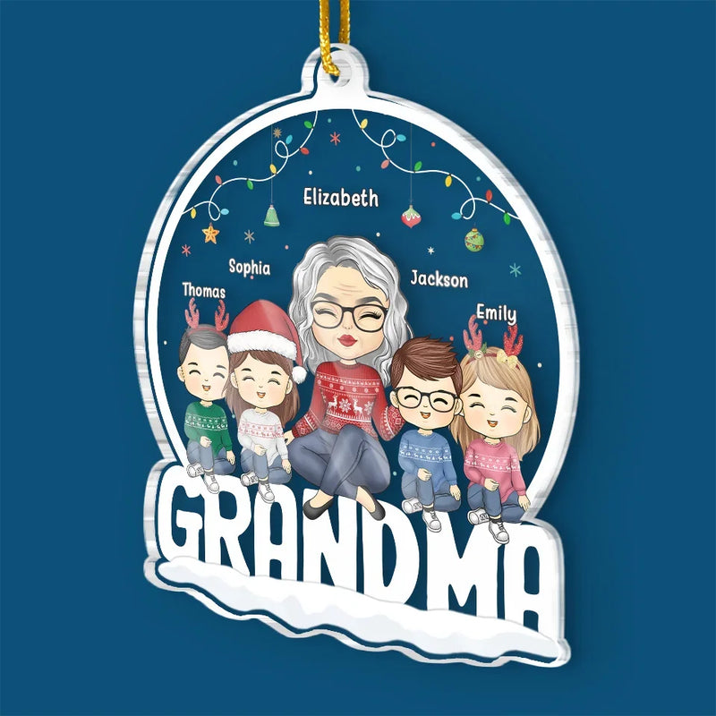 Blessed With The Best Grandkids - Family Personalized Custom Ornament - Acrylic Custom Shaped - Christmas Gift For Grandma, Grandkid