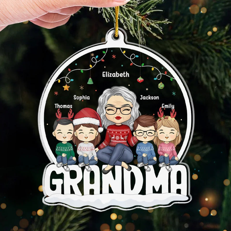 Blessed With The Best Grandkids - Family Personalized Custom Ornament - Acrylic Custom Shaped - Christmas Gift For Grandma, Grandkid