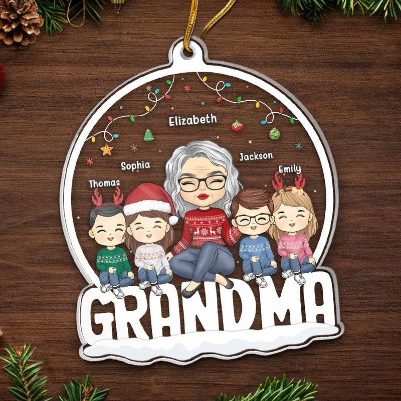 Blessed With The Best Grandkids - Family Personalized Custom Ornament - Acrylic Custom Shaped - Christmas Gift For Grandma, Grandkid
