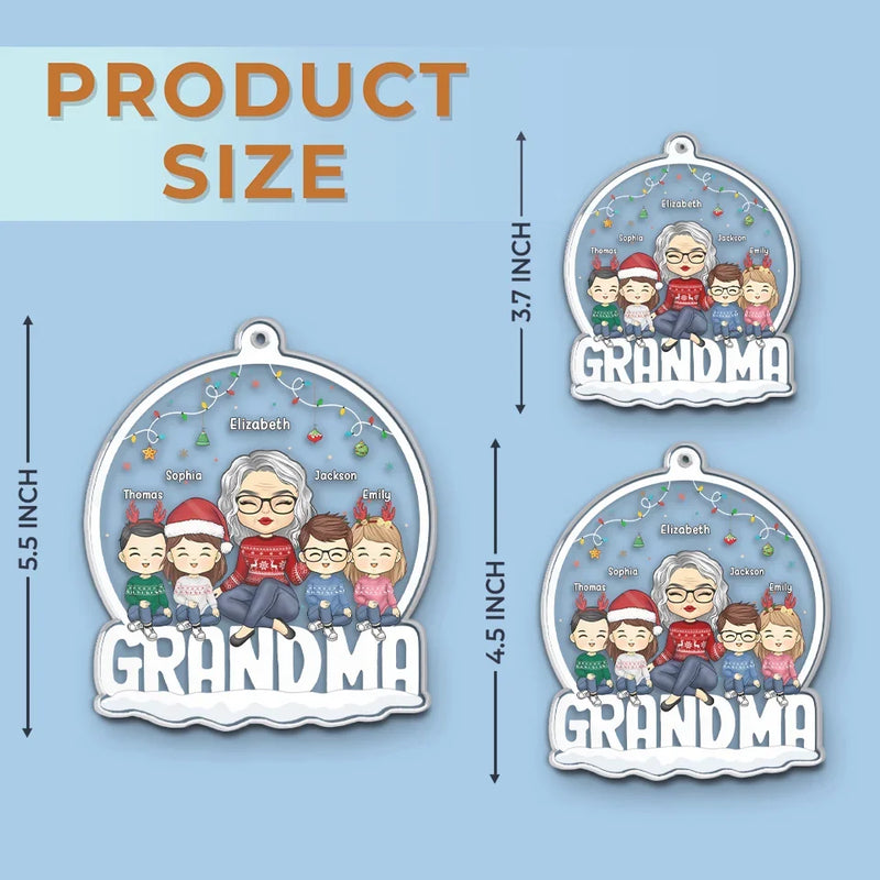 Blessed With The Best Grandkids - Family Personalized Custom Ornament - Acrylic Custom Shaped - Christmas Gift For Grandma, Grandkid