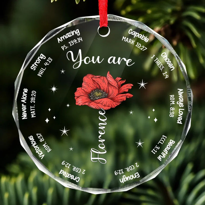 You Are Amazing - Affirmation Personalized Custom Circle Glass Ornament - Christmas Gift For Yourself